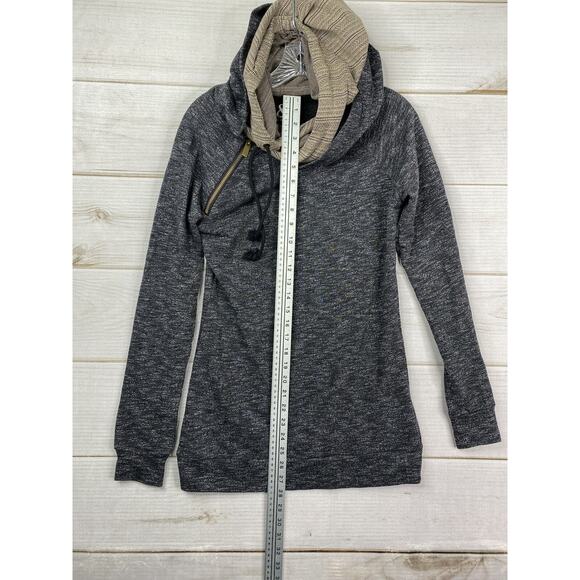 Ampersand Avenue Hoodie Womens S Black Aztec Double Hood Long Sleeve Sweatshirt - Picture 4 of 11